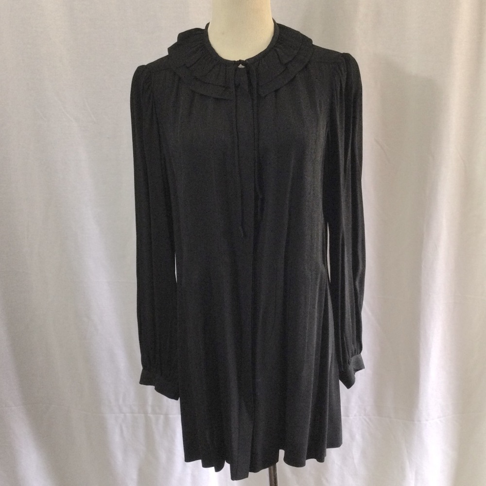 Vintage Jackie Bernard for Eklektic 100% Rayon Pleated Long Sleeve Tunic Top